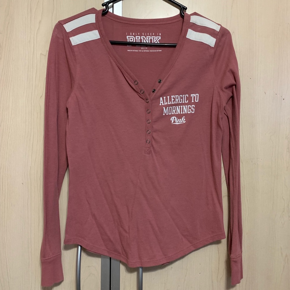 PINK “Allergic To Mornings” Long sleeve V neck